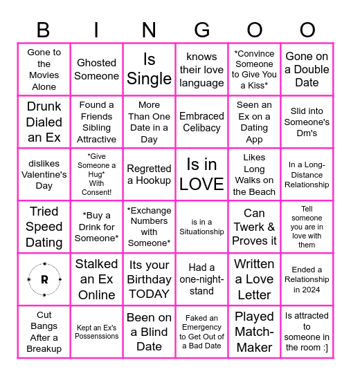 Valentines Bingo Card