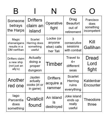 Act 5 Bingo Card