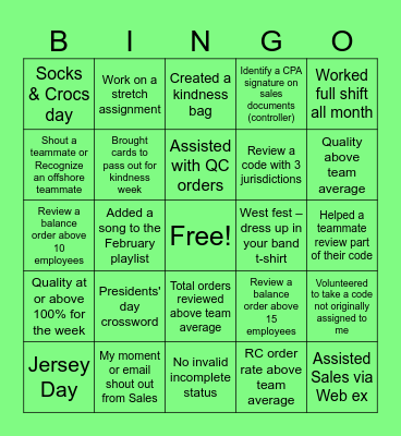 Bingo Card