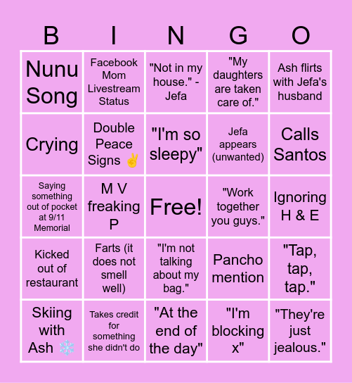 Ash Trevino LIVE Bingo (NY Edition) Bingo Card