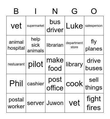 Jobs Bingo Card