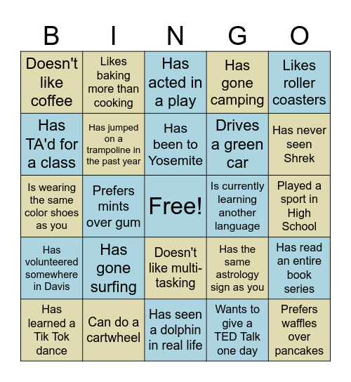 HUMAN BINGO Card
