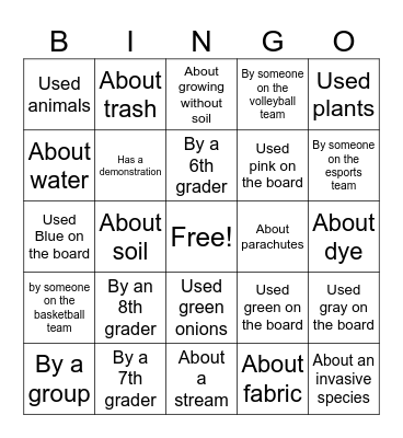 Find the Project! Bingo Card