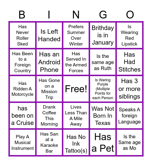 The Bell's 56th & 50th Birthday Bingo Card