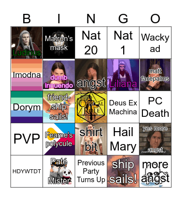 I could take her / In a fight, right?... Right? Bingo Card