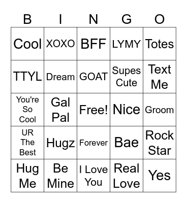 Candy Heart BINGO Card