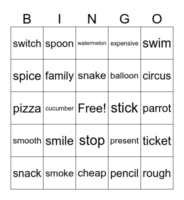 riday inter/upper bingo Card