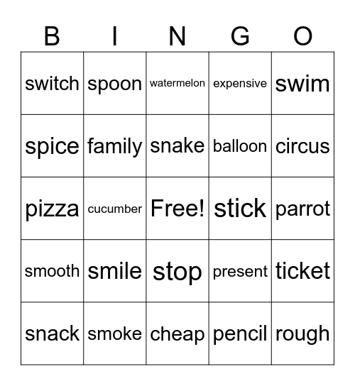 riday inter/upper bingo Card