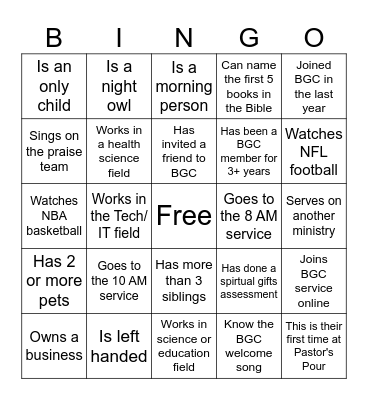 BGC IGNITE PEOPLE BINGO Card