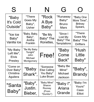 Baby  Shower Sign Bingo Card