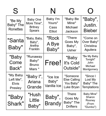 Baby Shower Sign Bingo Card