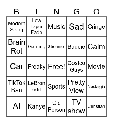 TikTok Bingo (RIP) Bingo Card