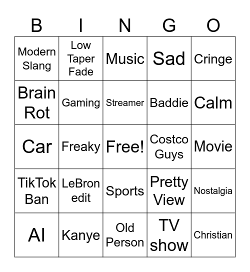TikTok Bingo (RIP) Bingo Card
