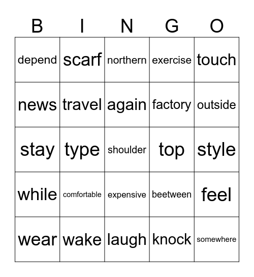 GGBJ 2 Unit1-3 Vocab Bingo Card