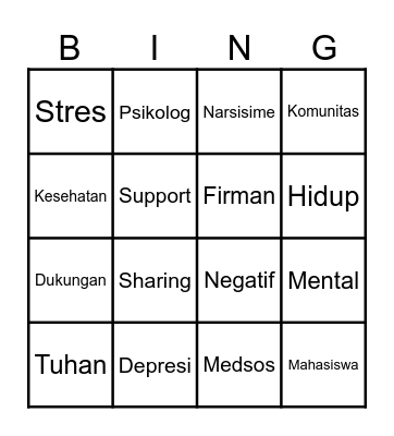 Kesehatan Mental Bingo Card