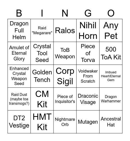 25 Points Bingo Card