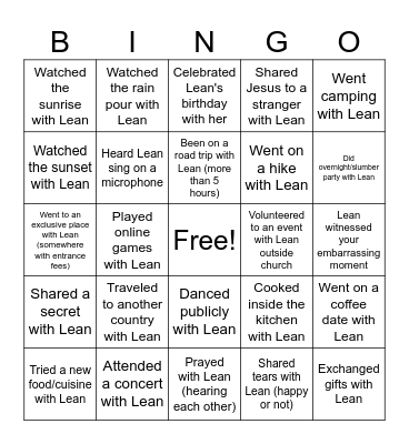 Experiences with Lean Bingo Card