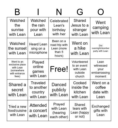 Experiences with Lean Bingo Card