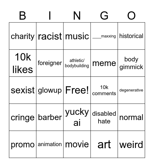 ig reels Bingo Card