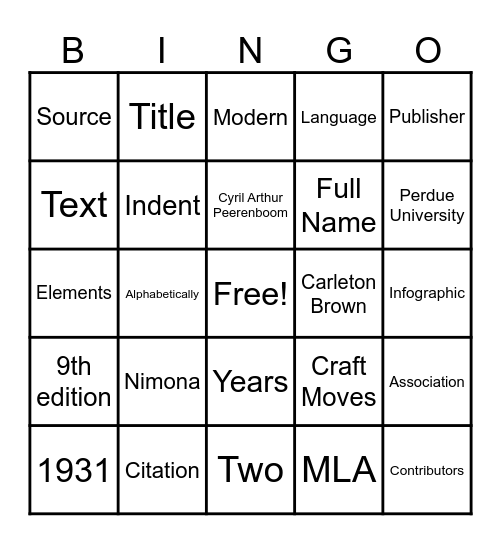 Untitled Bingo Card