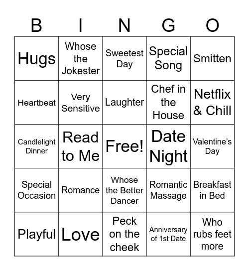 Couple’s Bingo Card