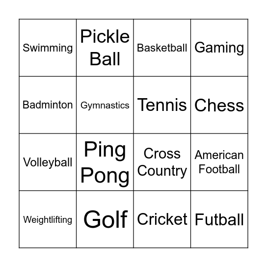 Sports Bingo! Bingo Card