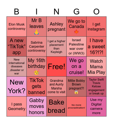 2025 Bingo Card Bingo Card