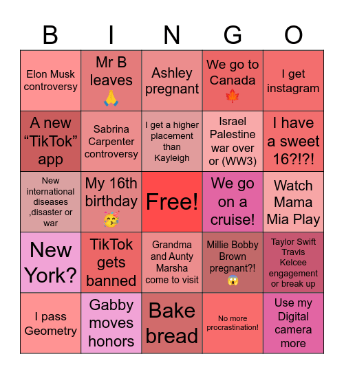 2025 Bingo Card Bingo Card