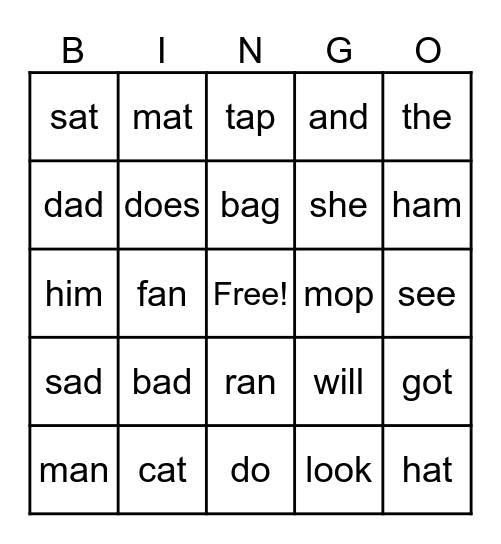 Phonics Bingo Week 1 (Blue) Bingo Card