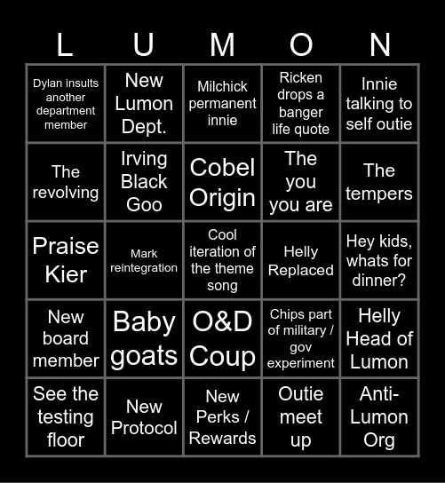 Severance S2 Bingo Card