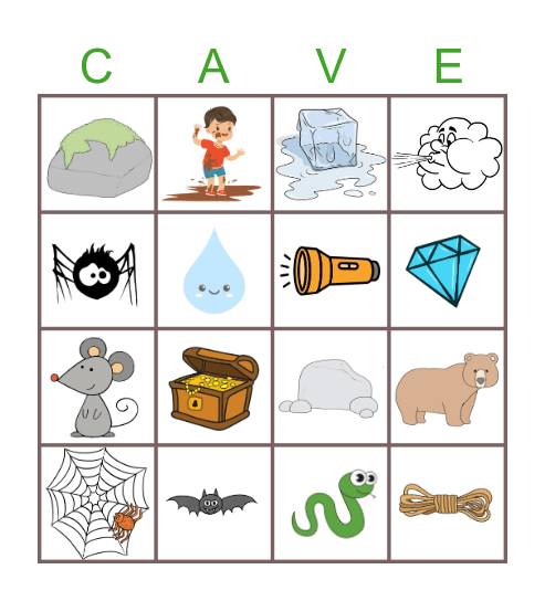 Cave Explorer Bingo Card