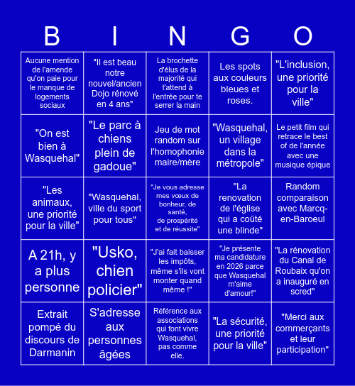 Voeux Wasquehal 2025 Bingo Card