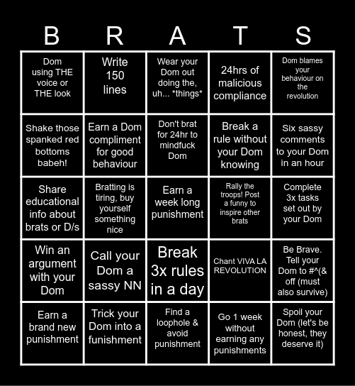 Dom Bingo Card