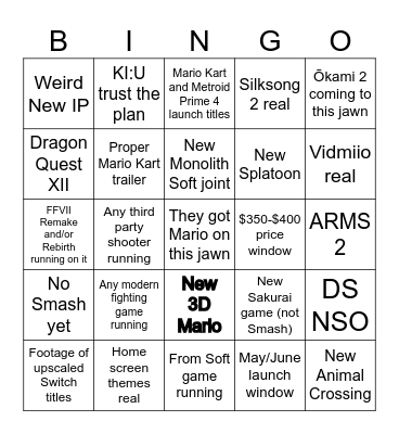 April 2nd Yahoo Bingo Card