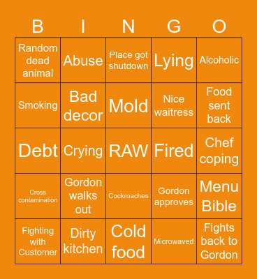 Kitchen nightmares Bingo Card