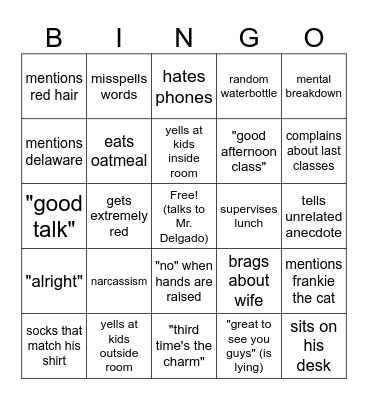 Mr. DiSantis Bingo Card