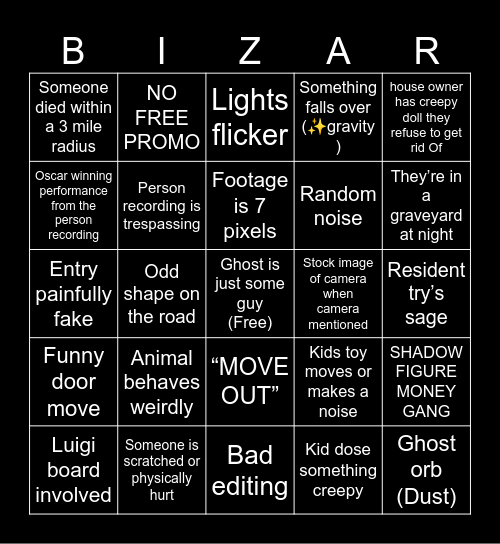 WUUUUAAAHHH SCARY Bingo Card
