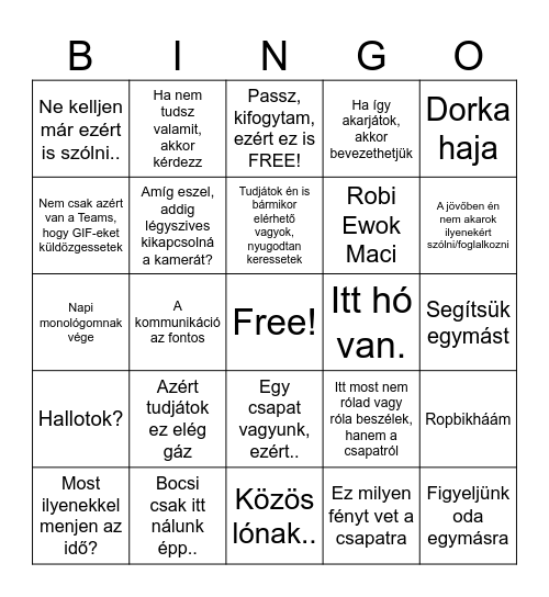 Dorka monológ BINGO Card