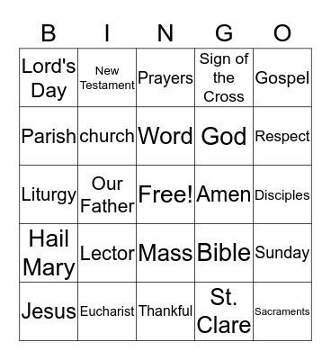 CCD Bingo! Bingo Card