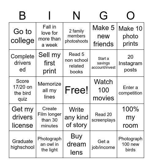 2025 Bingo Card