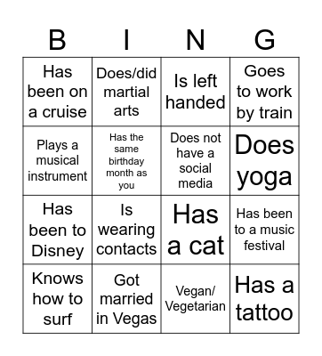 Get to know your colleague! Bingo Card