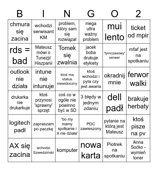 Borg Bingo Card