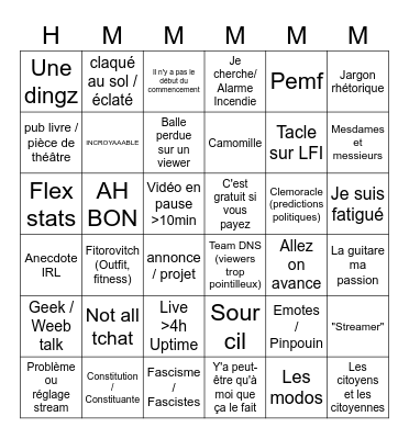 17/01 SUPER SMASH BINGO CLEMO (Non-officiel) Bingo Card