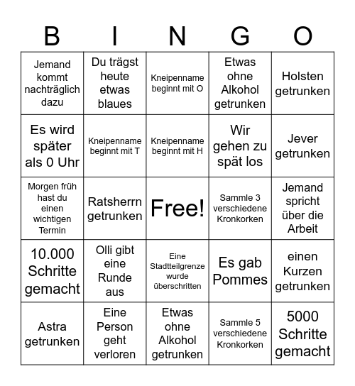 Kneipenrunde Kreation Bingo Card