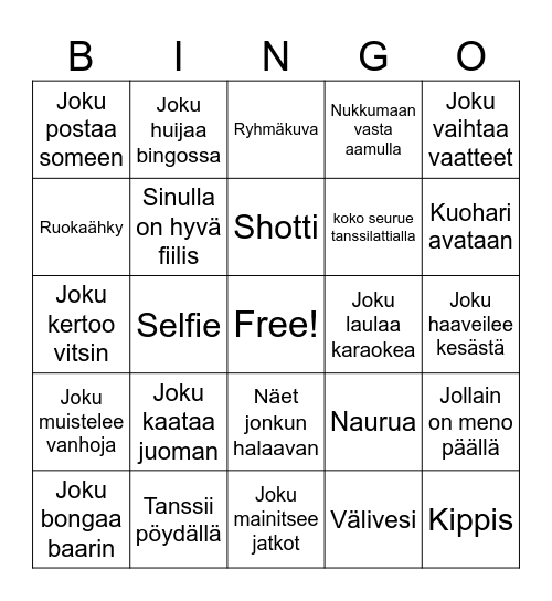 Naisten hurja reissu Bingo Card