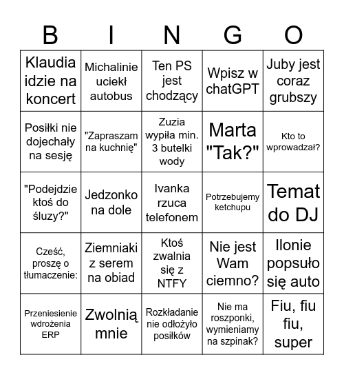 Najpiękniejszy dział Bingo Card