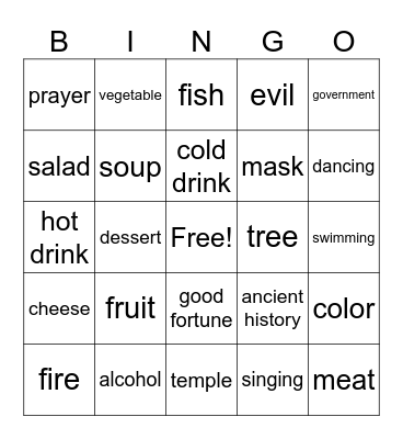 New Year's Slides Bingo Card