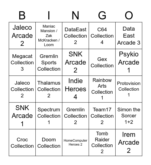 2024 Evercade/Super Pocket Bingo Card