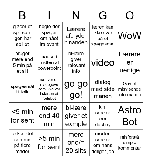 DDU patrick bingo Card