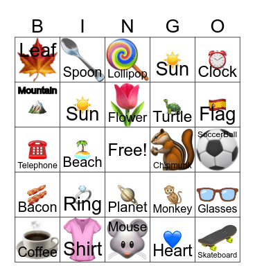 English Bingo! Bingo Card